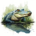 Highly Detailed Illustration Of An Alligator In Water Royalty Free Stock Photo