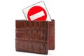 Crocodile leather wallet and stop sign Royalty Free Stock Photo