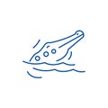 Crocodile line icon concept. Crocodile flat vector symbol, sign, outline illustration.