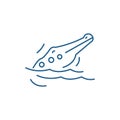 Crocodile line icon concept. Crocodile flat vector symbol, sign, outline illustration.