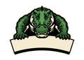 Crocodile mascot hold the blank banner for text