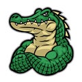 Crocodile mascot with huge muscle body