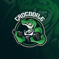 Crocodile mascot logo design vector with modern illustration concept style for badge, emblem and t shirt printing. Angry crocodile Royalty Free Stock Photo