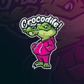 Crocodile mascot logo design vector with modern illustration concept style for badge, emblem and t shirt printing. Smart crocodile Royalty Free Stock Photo