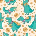 Crocodile money seamless pattern