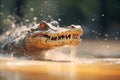 crocodile in motion towards water prey Royalty Free Stock Photo