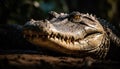 Crocodile open mouth shows animal aggression generated by AI