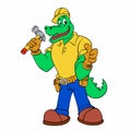 Crocodile repairman mascot - alligator worker