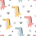 Crocodile seamless pattern hand drawn cartoon animal background in children style