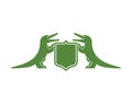 Crocodile and Shield heraldic symbol. Royal Alligator for coat o