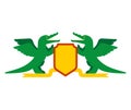 Crocodile and Shield heraldic symbol. Royal Alligator for coat o