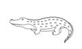 Crocodile silhouette, cute cartoon alligator for logo, coloring. Vector illustration of an African predator animal Royalty Free Stock Photo