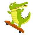 Crocodile skateboard icon, cartoon style Royalty Free Stock Photo