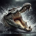 A crocodile snapping its jaws shut, with a fierce and powerful motion