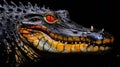 Vibrant Nile Crocodile: Close-up On Black Background