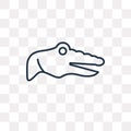 Crocodile vector icon isolated on transparent background, linear