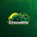 Crocodile vector logo design mascot with modern illustration concept style for badge, emblem and tshirt printing. angry crocodile