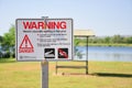 Crocodile warning sign for recent crocodile sighting in this area. Picture taken near Kununurra, Western Australia, Australia