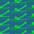 Crocodile in water seamless pattern. Royalty Free Stock Photo