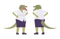 Crocodile woman, green reptile lady, animal head, tail human standing