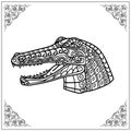 Crocodile zentangle arts isolated on white background