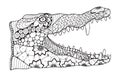 Crocodile zentangle stylized, vector, illustration, pattern, fre