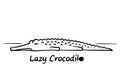 Crocodiles are lazy. sleeping crocodile cartoon sketch.