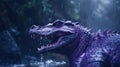 Purple Crocodile: A Cinematic Rendering Of A Rainy River Scene