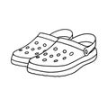 Crocs isolated on a white background. Beach sandals.Hand drawn vector illustration in Doodle style Royalty Free Stock Photo