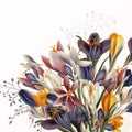 Crocus flowers illustration in realistic vintage style