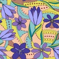 Crocuses seamless pattern lilac