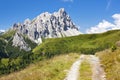 Crode Dei Longerin with rural road - Alpi Carniche Royalty Free Stock Photo