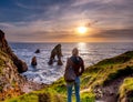 Crohy Head Sea Arch Breeches during sunset - County Donegal, Ireland Royalty Free Stock Photo