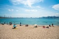 Croisette beach - people on sand relaxing good weather and warm water of Mediterranean Sea