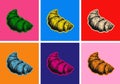 Croissant. Bakery. Pop art. Artificial Art. Vector illustration Hand Drawn