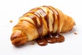 Croissant With Banana And Caramel On A White Background