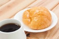 Croissant And Black Coffee Hot Morning Beverage Or Break Time Royalty Free Stock Photo