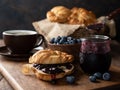 Croissant With Blueberry Jam and Blueberries Royalty Free Stock Photo