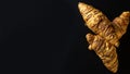 Croissant breakfast. French breakfast croissants, fresh pastry bread with chocolate in bakery on dark stone background. Bread Royalty Free Stock Photo