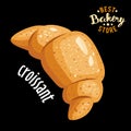 Croissant for breakfast vector. Baked bread product.
