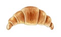 Croissant bun watercolor illustration. Hand drawn morning breakfast tasty bakery. Backed croissant bread element