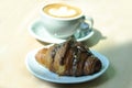 Croissant ,caramel croissant and coffee