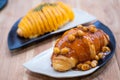 Croissant with caramel and macadamia