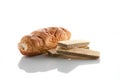 Croissant with chocolate and wafer Royalty Free Stock Photo