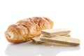 Croissant with chocolate and wafer Royalty Free Stock Photo