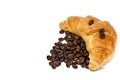 Croissant coffee bean White background Royalty Free Stock Photo