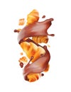 Croissant composition with chocolate splash