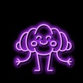 croissant dessert character neon glow icon illustration