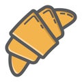 Croissant filled outline icon, food and drink