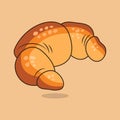 Croissant flat icon with shadow